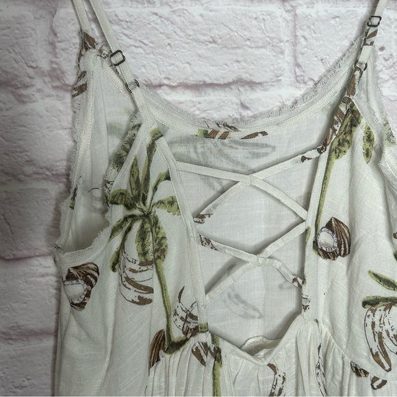 Barok Tropical Palm Tree Print Ivory Babe Doll Mini Dress NWT - Picture 7 of 11